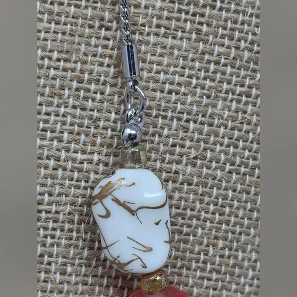 Chico's Chic Gemstone Statement Necklace Silver Tone Pink Adjustable NWOT - Picture 4 of 10